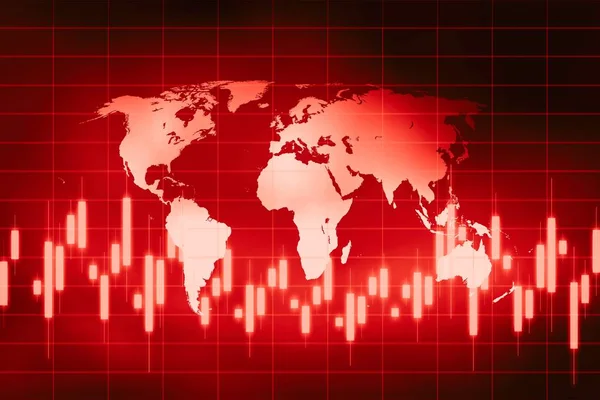 Red business chart, world map  - great for topics like international trade etc.