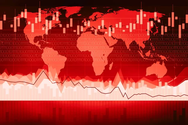 Red Business Chart World Map Great Topics International Trade Etc — Stock Photo, Image