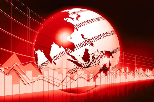 Red Business Chart World Map Great Topics International Trade Etc — Stock Photo, Image