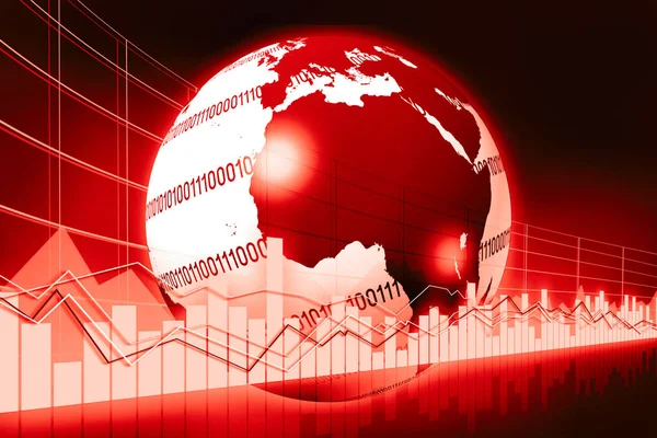 Red Business Chart World Map Great Topics International Trade Etc — Stock Photo, Image