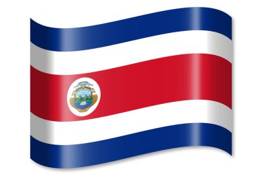Kosta Rika - beyaz arka plan üzerinde izole bayrağı.