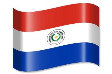 Paraguay - beyaz arka plan üzerinde izole bayrağı.