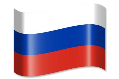 Beyaz arka plan üzerinde izole Russia, Rusya Federasyonu - bayrağı.