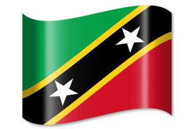 Saint Kitts ve Nevis - beyaz arka plan üzerinde izole bayrağı.