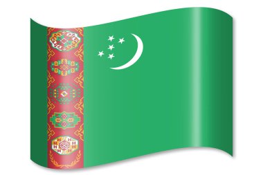 Türkmenistan - beyaz arka plan üzerinde izole bayrağı.