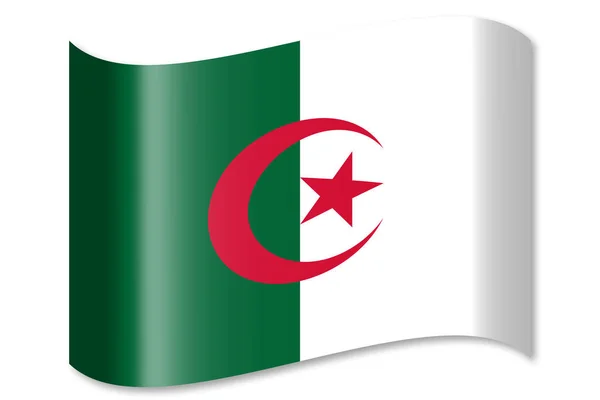 Cezayir Beyaz Arka Plan Üzerinde Izole Bayrağı — Stok fotoğraf