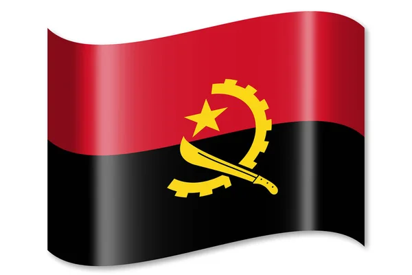 Flagge Von Angola Isoliert Auf Weißem Hintergrund — Stockfoto