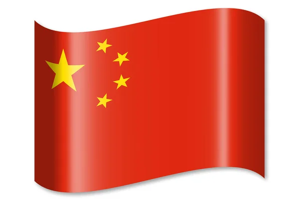Vlag Van China Geïsoleerd Witte Achtergrond — Stockfoto