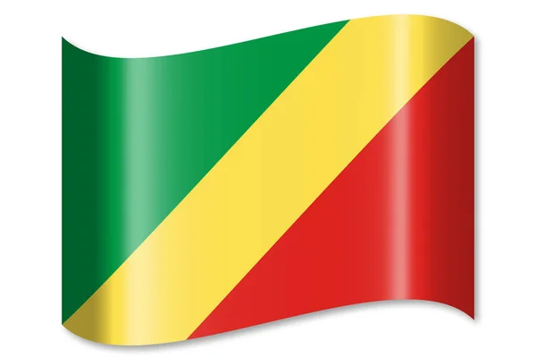 Flagge Der Republik Kongo Isoliert Auf Weißem Hintergrund — Stockfoto