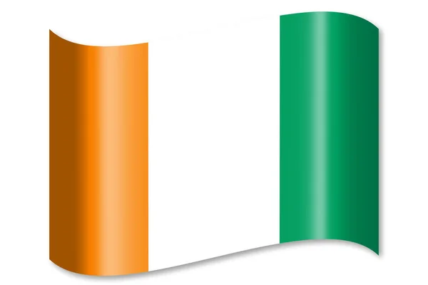 Flagge Der Elfenbeinküste Isoliert Auf Weißem Hintergrund — Stockfoto
