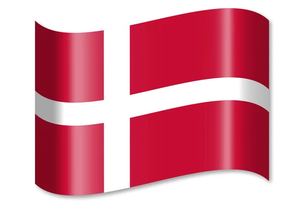 丹麦的旗子 被隔绝在白色背景 — 图库照片