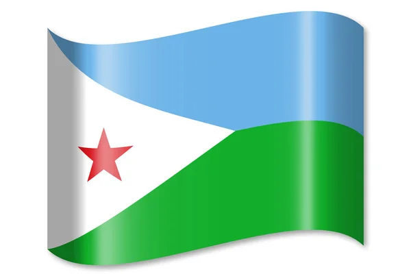 Cibuti Beyaz Arka Plan Üzerinde Izole Bayrağı — Stok fotoğraf