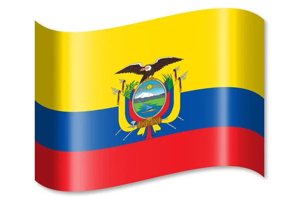 Vlajka Ekvádoru Izolované Bílém Pozadí — Stock fotografie