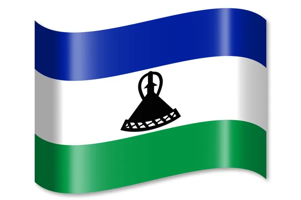 Flagge Von Lesotho Isoliert Auf Weißem Hintergrund — Stockfoto