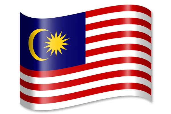 Flagge Von Malaysia Isoliert Auf Weißem Hintergrund — Stockfoto