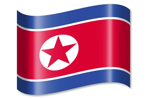 Bandeira Coreia Norte Isolada Sobre Fundo Branco — Fotografia de Stock