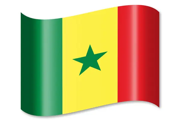 Vlag Van Senegal Geïsoleerd Witte Achtergrond — Stockfoto
