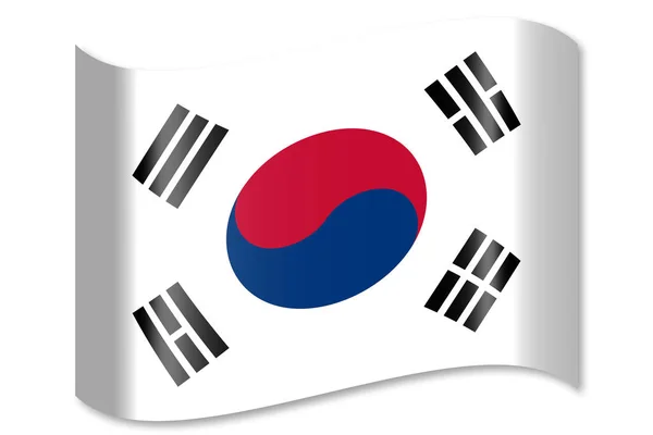 Bandeira Coreia Sul Isolada Sobre Fundo Branco — Fotografia de Stock