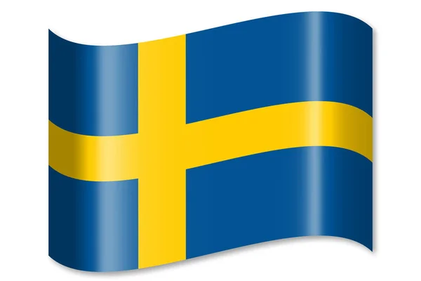 Vlajka Švédsko Izolované Bílém Pozadí — Stock fotografie