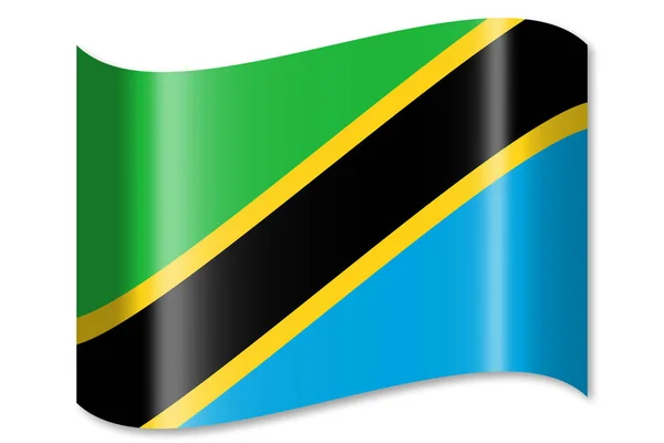 Bandera Tanzania Aislada Sobre Fondo Blanco — Foto de Stock