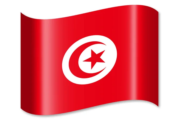 Vlag Van Tunesië Geïsoleerd Witte Achtergrond — Stockfoto