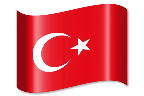 土耳其的旗子 被隔绝在白色背景 — 图库照片