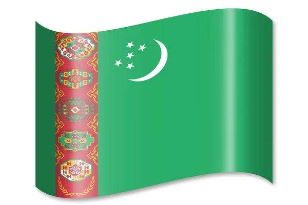 Vlajka Turkmenistánu Izolované Bílém Pozadí — Stock fotografie