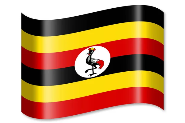 Vlag Van Uganda Geïsoleerd Witte Achtergrond — Stockfoto