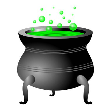 Cadılar Bayramı illüstrasyon - cadının çorbası, beyaz arka plan.