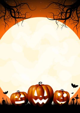 Cadılar Bayramı poster şablonu ile kabak, yarasalar.