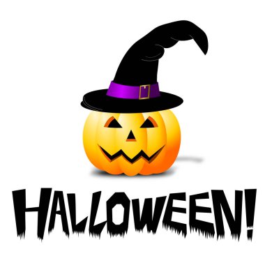 Cadılar Bayramı illüstrasyon - cadı şapkası kabak.