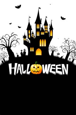 Cadılar Bayramı illüstrasyon bir kale ile.