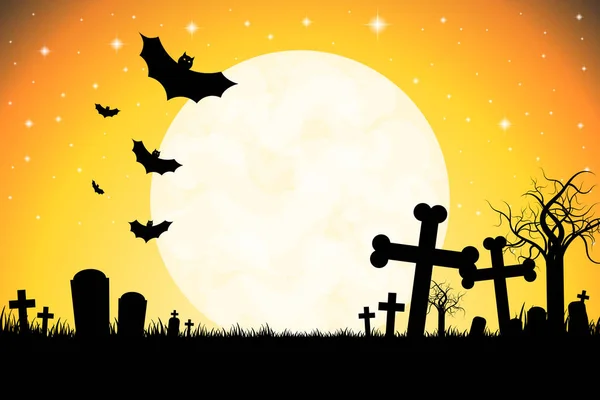 Halloween Illustration Friedhof Mond — Stockfoto