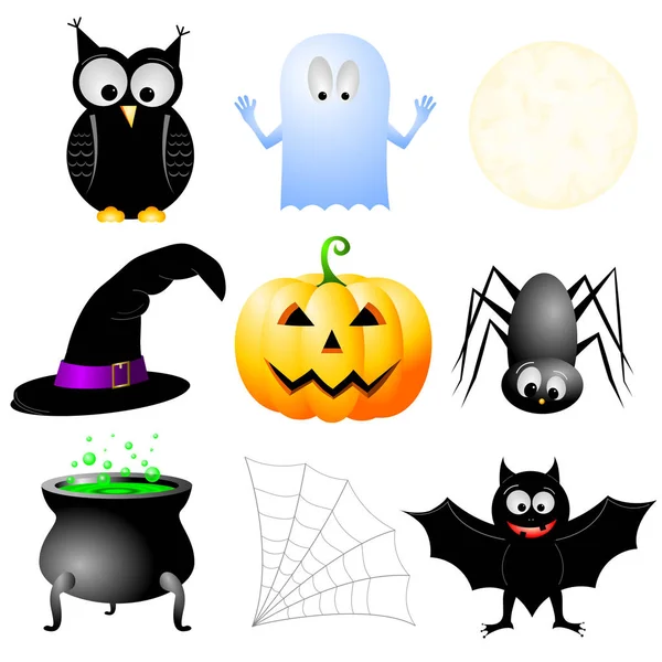 Halloween Illustration Spooky Element Pumpa Spöke Spider Etc — Stockfoto