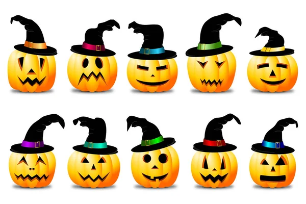 Halloween illustration - Jack-o'-lanterns (pumpkins).
