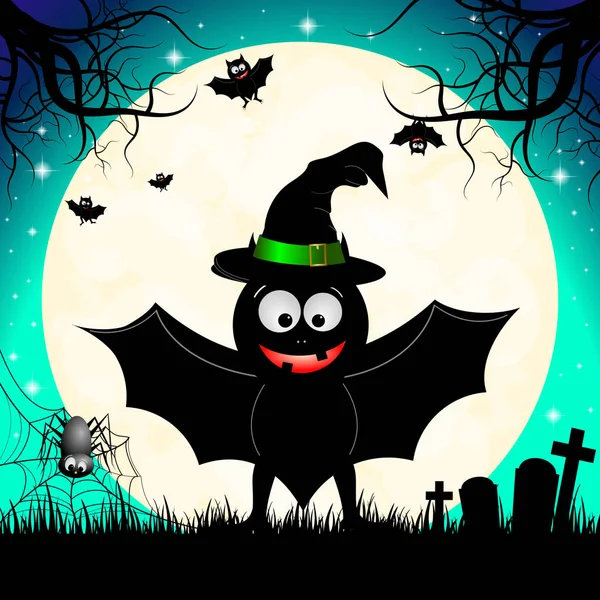 Halloween Illusztráció Bat Kalap — Stock Fotó