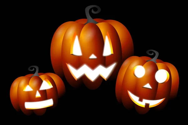 Halloween Illustration Pumpor Svart Bakgrund — Stockfoto