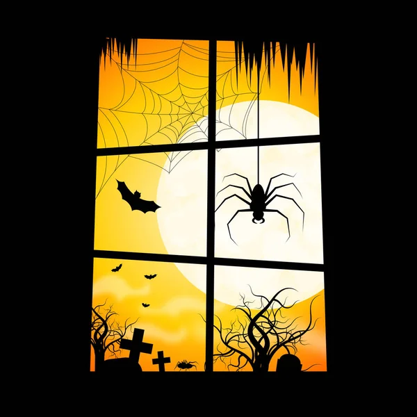 Halloween Illustration Gruseliges Fenster — Stockfoto