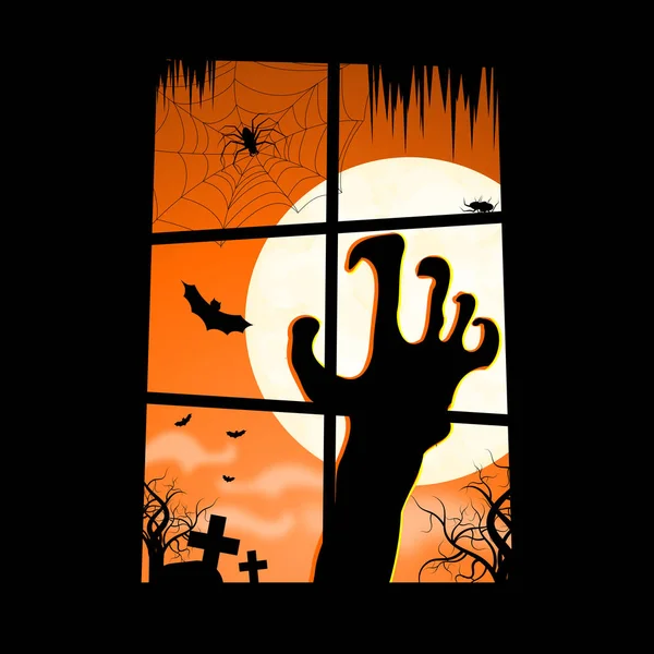 Illustration Halloween Fenêtre Effrayante — Photo