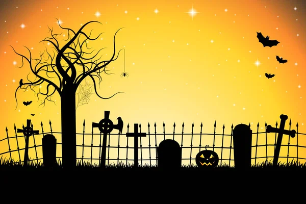 Halloween Illustration Mit Friedhof Fledermäuse — Stockfoto