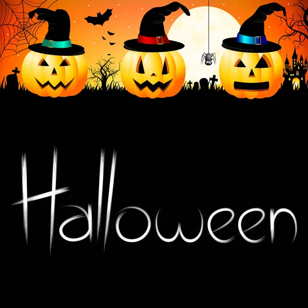 Ilustración Halloween Con Calabazas Cementerio Murciélagos —  Fotos de Stock