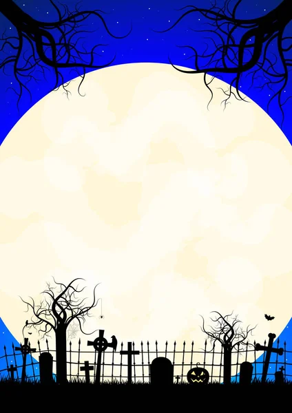 Halloween Plakát Šablona Hřbitov Měsíc — Stock fotografie