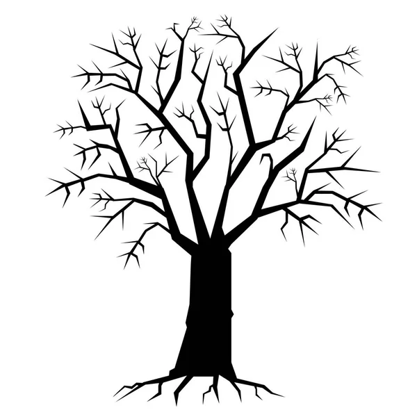 Ürkütücü Ağacı Şekil Siyah Siluet Beyaz Arka Plan Üzerinde — Stok fotoğraf