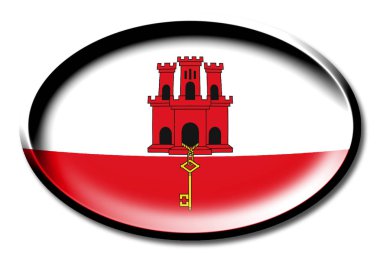 Cebelitarık - beyaz arka plan üzerinde yuvarlak bayrak.