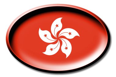 Hongkong - beyaz arka plan üzerinde yuvarlak bayrağı.