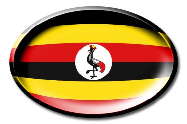 Uganda - beyaz arka plan üzerinde yuvarlak bayrağı.