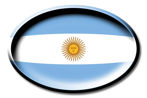 Vlag Van Argentinië Ronde Witte Achtergrond — Stockfoto
