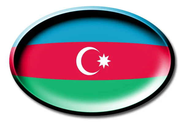 Bandera Azerbaiyán Redonda Sobre Fondo Blanco — Foto de Stock