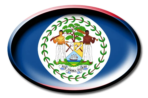 Flagge Von Belize Rund Auf Weißem Hintergrund — Stockfoto