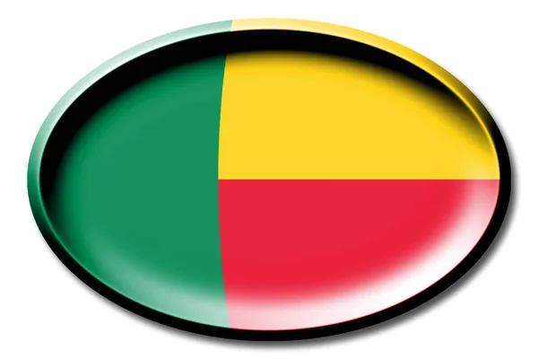 Vlag Van Benin Ronde Witte Achtergrond — Stockfoto